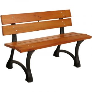 HHG - jamais utilisé] Banc de jardin 436, Banc de parc Banc en bois 2 places, fonte bois pin, 125cm, teck