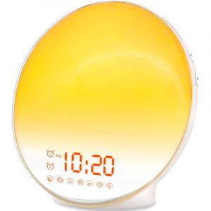 Reveil Lumineux, R&eacute;veil Intelligent pour Enfants Adultes, Reveil Matin Simulateur d'Aube et Cr&eacute;puscule, Snooze,7 Sons Naturels, FM Radio R&eacute;veil