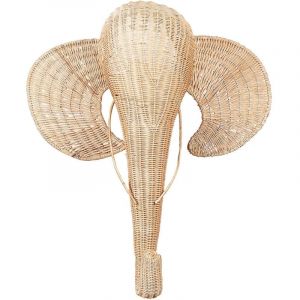 Beliani - D&eacute;coration Murale Style Boho Moderne T&ecirc;te &Eacute;l&eacute;phant Fait &agrave; la Main en Rotin Naturel Bananec