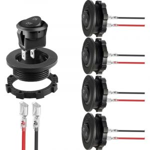 5 Pcs 12V 10A rond interrupteur de bascule, Panneau de bascule de bascule, interrupteur de bascule ON / OFF, interrupteur de voiture 12v 2 broches