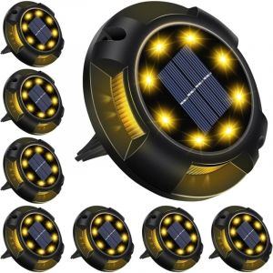 Lumiere Solaire Exterieur Jardin 8pcs,12 LED éclairage Exterieur Solaire,Etanche IP65 Eclairage Solaire Exterieur Encastrable sol pour