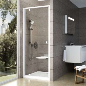 Pivot - Porte de douche, 76-81 cm, blanc/chrome/verre clair 03G40100Z1 - Ravak