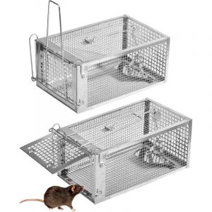 Piege a Rat Cage Attrape Souris 2 Pcs Pi&egrave;ges &agrave; Rats Mulots Rongeurs Professionnel Ext&eacute;rieure - Cages Capture Piege pour Rats Int&eacute;rieure R&eacute;utilisable
