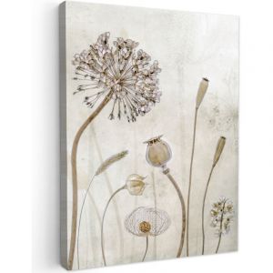 TABLEAU SUR TOILE Fleurs - Aquarelle - Nature morte - Brun - Vintage Tableau Moderne 30x40 cm