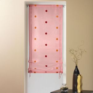 Store à remonter voilage en organza gros pois Bordeaux 60x140 cm