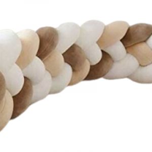 Tuserxln - Tour de Lit 2M Bébé Coussin Serpent Velours Berceau Pare-chocs Tressé Bébé lit Bumper Noué, blanc + blanc + kaki + marron
