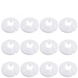 12 Pcs Cache Tuyau, Cache Tuyau Radiateur,Cache Tuyau Plomberie Collier Radiateur,Pour tubes de chauffage &agrave; eau 15 mm couronnes de radiateurs-Blanc