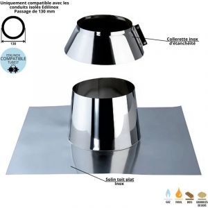 Solin toit plat inox conduit double paroi isol&eacute; Edilinox - Diam&egrave;tre 80 mm
