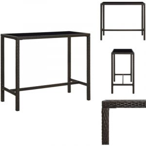 Table de bar de jardin Marron 130x60x110cm Résine tressée verre - Table De Jardin - Table De Bar - Mobilier De Jardin - Table En Résine Tressée