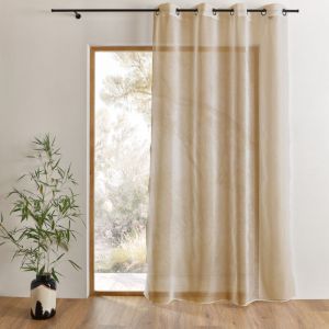 Voilage uni &agrave; oeillets grande largeur Ficelle 160x240 cm