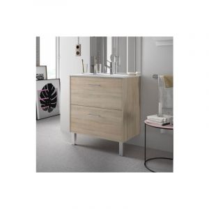 Meuble de salle de bain 70 cm Couleur Chêne Calédonie Option a suspendre Rangements 2 portes