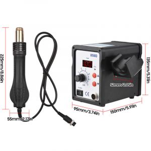 Pistolet Thermique, Pistolet à Dessouder Affichage Numérique 100-480 ℃ Station de Dessoudage de Pistolet à Air Chaud sans Balais Réglable à 8