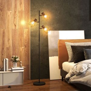 Lampadaire sur pied salon lampe sur pied 3 lumi&egrave;res adapt&eacute;e aux ampoules E27 (non incluses) 41 x 28 x 169 cm noirLampadaire d'ext&eacute;rieur