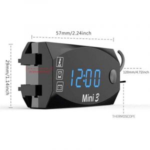 Compteur Moto Digital - Compteur Moto Universel, 6V-30V Moto Horloge &Eacute;lectronique Thermom&egrave;tre Voltm&egrave;tre IP67 &Eacute;tanche &Agrave; La Poussi&egrave;re &Eacute;tanche Montre LED