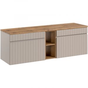 Meuble de salle de bain 140 cm Iconic Cashmere avec plan de travail et double meuble sous-vasque