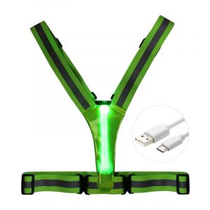 Gilet de sécurité réfléchissant LED, gilet éclairé pour la marche et l'équitation de nuit, gilet de course haute visibilité avec bandes