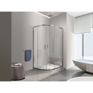 NALA Cabine de Douche de 6 mm angulaire semi-circulaire avec profil chrom&eacute;, compris de receveur douche H.190 - 80 x 120 droit