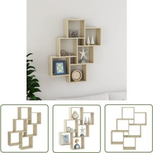 The Living Store - tagère murale cube Chêne sonoma 78x15x93 cm Bois d'ingénierie - Étagère Murale - Étagère Cube - Rangement Mural - Décoration