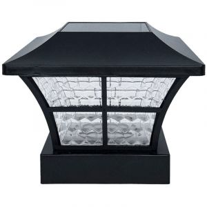 Lampe Solaire Blanc Chaud pour Poteau Bois 10x10-Lampe Solaire Chapeau Poteau Bois, IP65 Étanche Lampes Solaires (2 pièces)