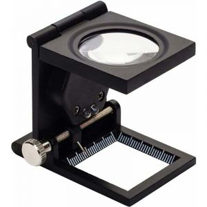 10X LED Loupe de Table Compte-Fils en Alliage de Zinc et Verre Pliable avec 2Led Lumi&egrave;re &Eacute;chelle Loupe de Lecture Grande Lentille pour Maison