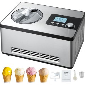 VEVOR Sorbetiere Automatique Turbine a Glace Professionnelle 2 L 180 W Machine a Glace Electrique Ecran LCD Preparation Rapide sans Pre-congelation