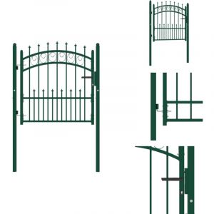 Portail de cl&ocirc;ture avec pointes Acier 100x100 cm Vert - Portail De Cloture - Portail Metallique - Portillon S&eacute;curis&eacute; - Porte De Jardin - Cl&ocirc;ture Verte