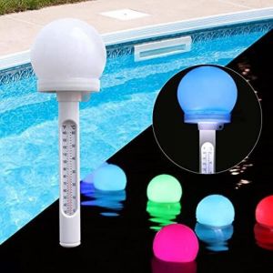 A 2 pi&egrave;ces Thermom&egrave;tre Piscine Flottant, Bassin &agrave; &Eacute;nergie Solaire avec Lumi&egrave;re led Changement de Couleur, Facile &agrave; Lire la Nuit pour Spa, Bain