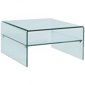 Vente-unique - Table basse carrée stileos - Double plateau - Verre trempé