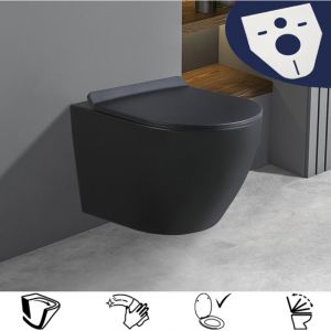 WC Toilettes : cuvette noire avec si&egrave;ge de toilette Slim Soft-Close