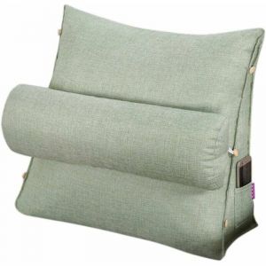 Oreiller de lecture et de t&eacute;l&eacute;vision, oreiller de coussin de cale de dos avec r&eacute;glable et poches, oreiller de dos de triangle, oreiller de lit de