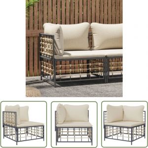 Canapé d'angle de jardin avec coussin beige résine tressée - Canapé D'angle - Mobilier De Jardin - Meubles De Jardin - Canapé Extérieur - Rotin
