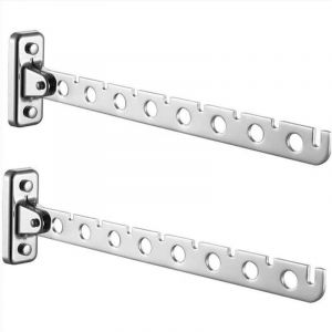Porte Cintre Mural, Lot de 2 Etendoir Mural Rabattable en Acier Inoxydable Sechoir Linge Mural Rabattable Accroche Murale V&ecirc;tement Etendoir Mural