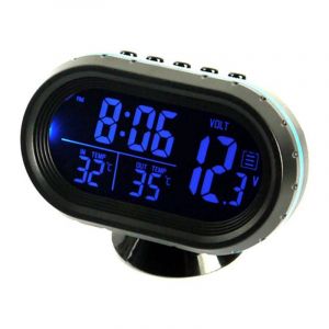 Moniteur d'alarme d'horloge de voltmètre de thermomètre numérique de voiture, indicateur de température de congélation de tension d'horloge de
