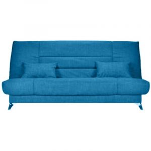 Les Tendances - Banquette Clic-clac tissu 130x190 matelas Starflex 13cm avec rangement Kalix-Bleu canard