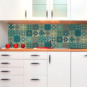 Ambiance-sticker - Sticker Mural Carrelage adh&eacute;sif Cuisine Salle de Bain - 15 stickers carrelages azulejos sumatra - 15stickers20x20cm