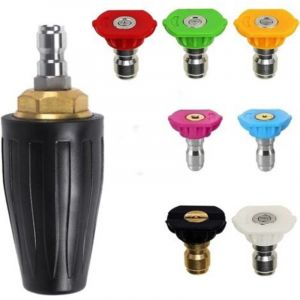 Buse turbo pour nettoyeur haute pression, buse rotative et 7 pointes, raccord rapide 1/4', kit jet pour nettoyeur haute pression, rotabuse haute