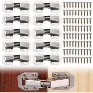 Charniere Porte Placard, 10pcs Charniere Porte Cuisine, Charnière Invisible avec Vis de Charnière, Charnière Porte Placard en Inox