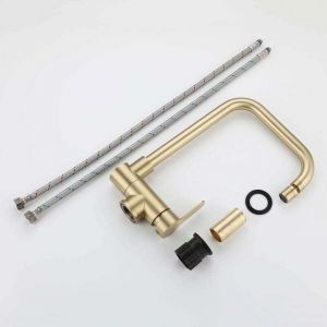Mitigeur Cuisine Rabattable,robinet Cuisine Rabattable D'or Bross&eacute; En Acier Inoxydable,Robinet Pliable Moderne