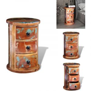 Vidaxl - Armoire avec 3 tiroirs Bois de récupération massif - Meuble De Rangement - Armoire Ancienne - Armoire Ronde - Tiroir - Bois Recyclé