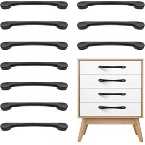 Poignee de Meuble Cuisine, Poign&eacute;e Meuble, 10 Pi&egrave;ces M&eacute;tal Noir Poignet de Porte Cuisine Antirouille pour Placards Tiroir Porte (Distance des Trous