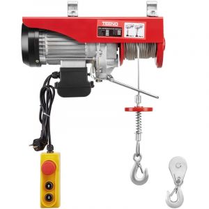 TEENO Treuil Electrique 400KG/800KG, Palan électrique 1450W, Treuil a Cable Electrique uspension Simple et Double 400KG/800KG,6 m/min 12 m/min Rouge