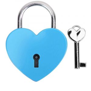Cadenas, Serrure en Forme de Coeur en m&eacute;tal avec cl&eacute;, Serrure en m&eacute;tal pour bo&icirc;te &agrave; Bijoux Livre Journal de Bagages(Bleu)