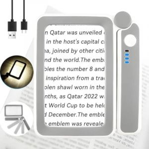 Loupe de lecture 4x avec lumi&egrave;re pour la lecture, loupe avec 10 LED, rechargeable par USB, 3 niveaux de luminosit&eacute;, loupe de lecture portable pliable