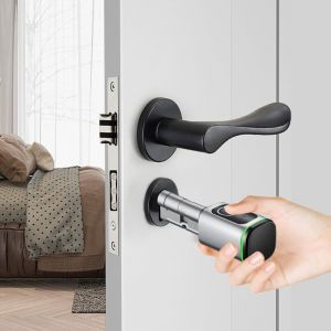 Serrure de porte &eacute;lectronique, cylindre de serrure intelligent, avec empreintes digitales, avec application et carte RFID