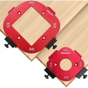 Gotrays - 2 Pièces Gabarit de Défonceuse en Aluminium R10-R50, 8 en 1 Gabarit Defonceuse a Bois, Outil Auxiliaire de Coupe à L'arc, Gabarit de