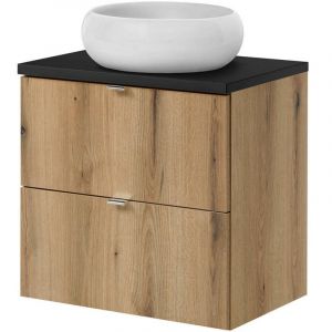 [en.casa] - Meuble sous lavabo newport 72 x 60 x 40cm effet chêne noir