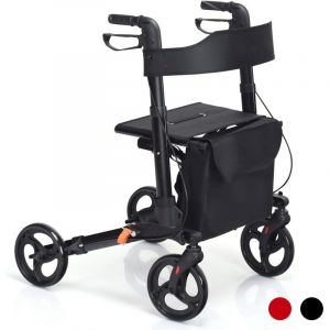Costway - Déambulateur Pliant à 4 Roues de 20 cm Charge 136KG, Rollator Médical Léger en Aluminium avec Siège Double Freinage Sac de Rangement, Noir