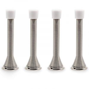 But&eacute;e de Porte &agrave; Ressort 85 mm Arr&ecirc;t de Porte Mural Mont&eacute; But&eacute;e de Porte &agrave; Ressort en M&eacute;tal avec Base et Vis pour Protection Murs et Portes (Argent)