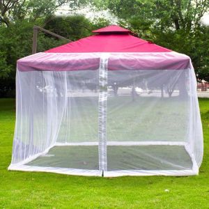 Moustiquaire rectangulaire pour parasol de jardin, table, parasol, 300 x 300 x 230 cm, pour jardin, tonnelle, balcon, cour/blanc