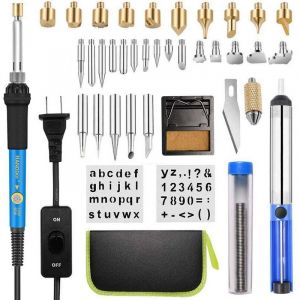 Kit de Pyrogravure Bois，Trousse &agrave; Outils de Gravure, 54 PCS Kit Pyrogravure Bois 60W Temp&eacute;rature R&eacute;glable pour la Pyrogravure Souder DIY et